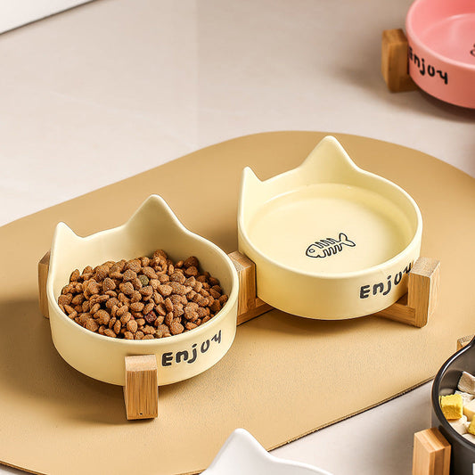 Elevated Wooden Cat Bowl Set: Healthy Posture Dining Station