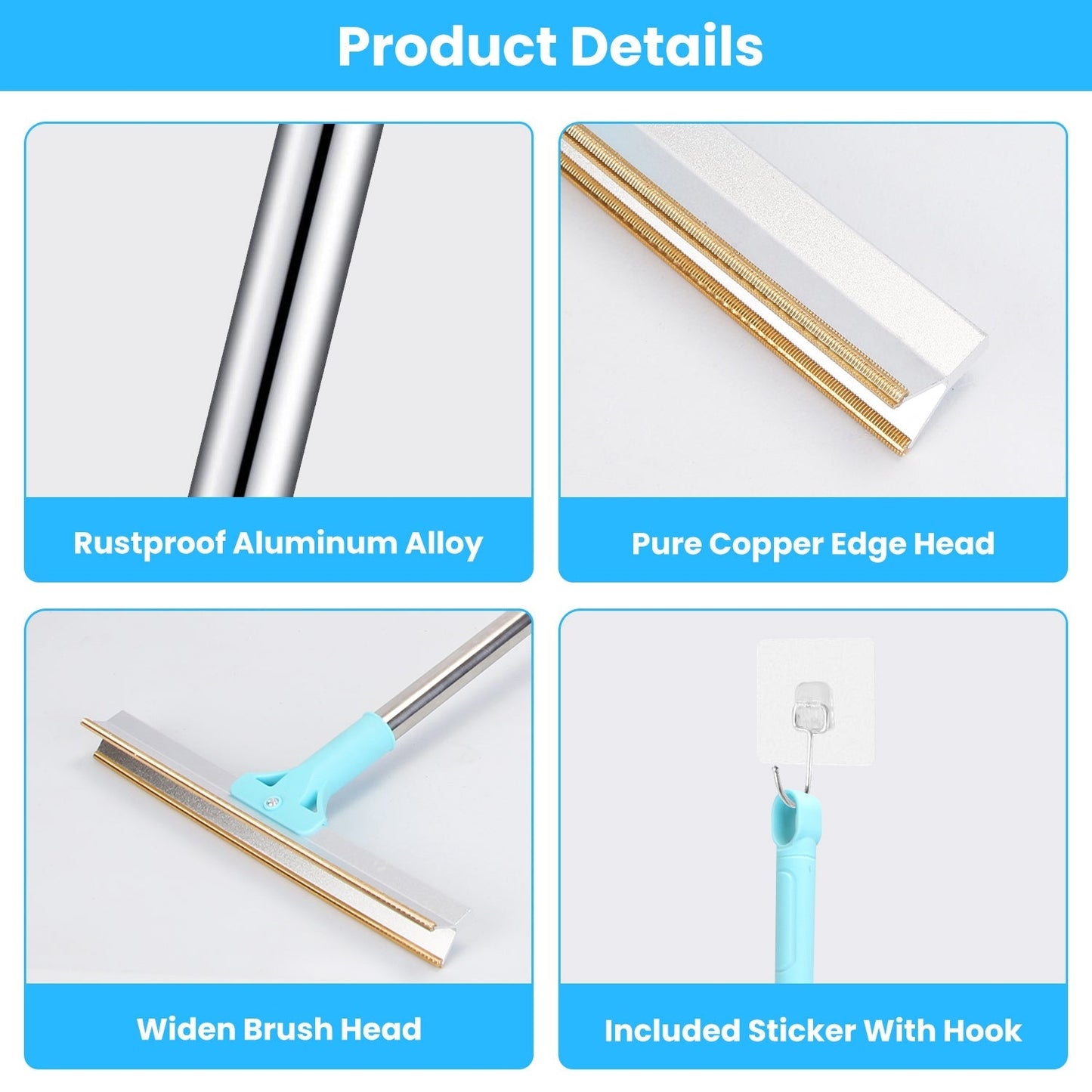 Pet Hair Removal Rake With 54.33in Adjustable Telescopic Rod