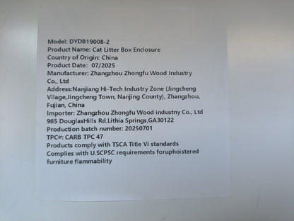 Wooden Pet House Cat Litter Box Enclosure with Drawer, Side