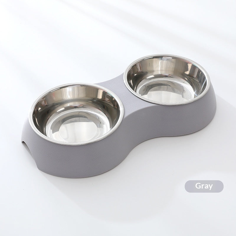 Pet Stainless Steel Double Bowl Dog Feeder In Macaron Colors
