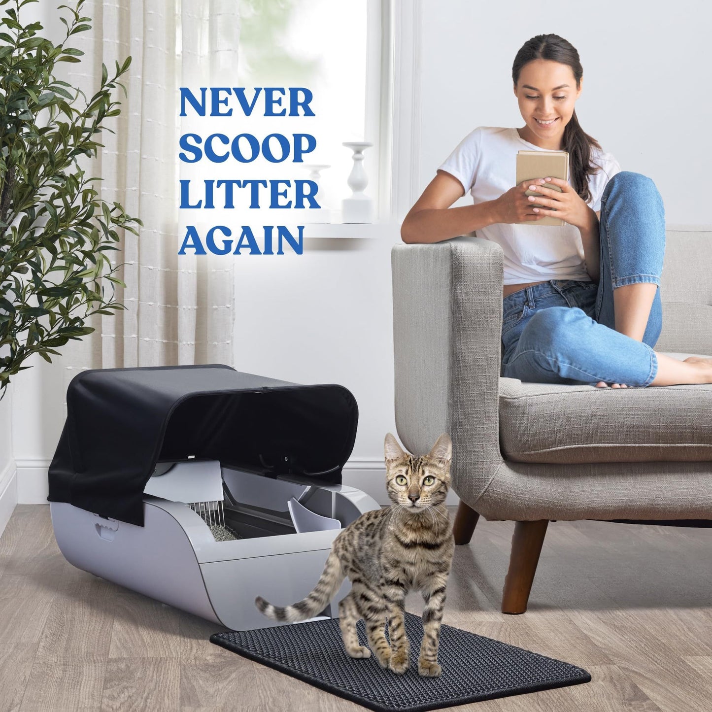 Smart Cat Litter Box Cat Litter Box Wide Opening