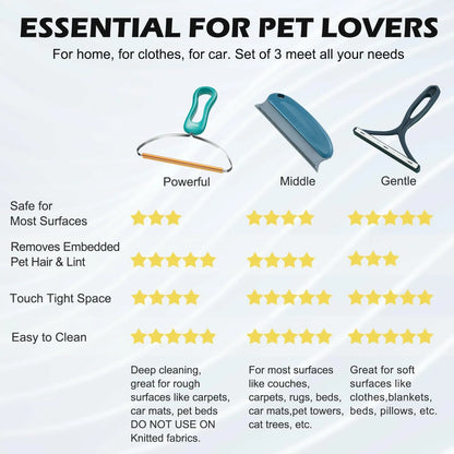 Deal US - airbee Pet Hair Remover 3-Pack Lint Shaver Cleaner Fur - Brushes, Combs & Rakes