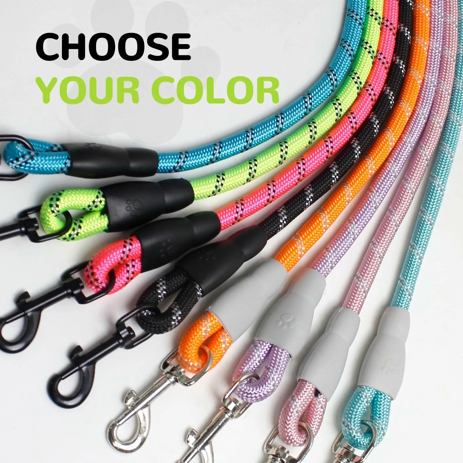 YALAVA 4FT Heavy Duty Reflective Nylon Rope Dog Leash in blue by Deal US, featuring a padded handle for comfort.