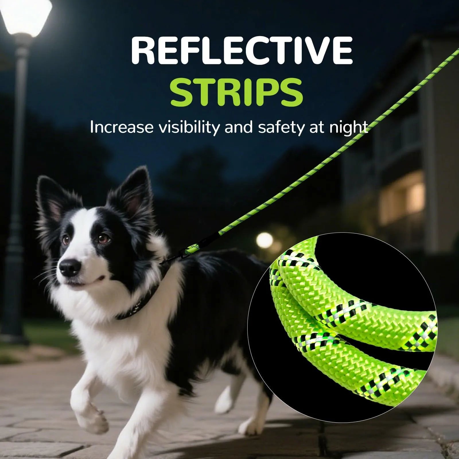 Deal US - YALAVA Dog Leash 4FT Heavy Duty Reflective Nylon Rope Blue Padded - Dog Leashes