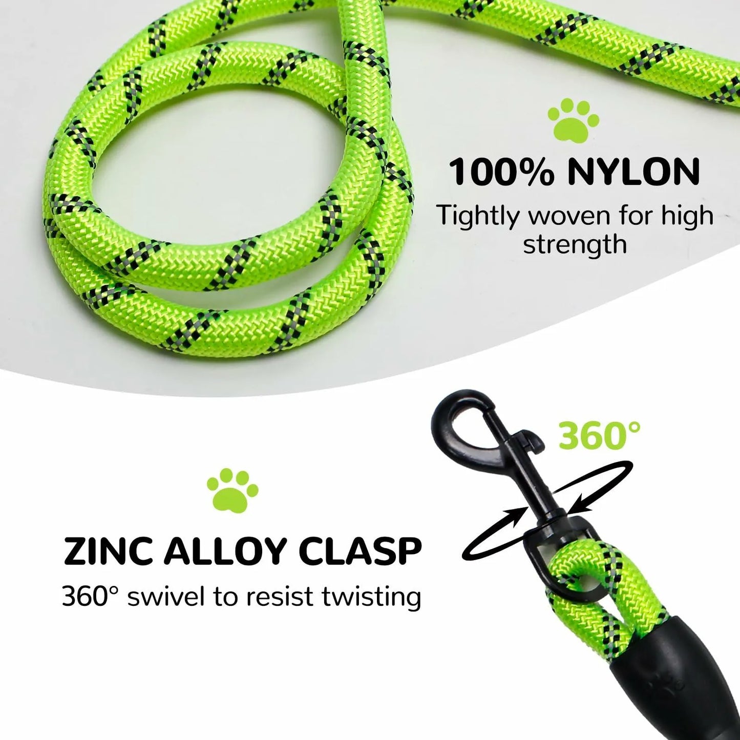 YALAVA 4FT Heavy Duty Reflective Nylon Rope Dog Leash in blue by Deal US, featuring a padded handle for comfort.