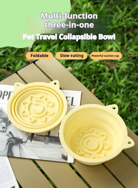 Purrfect Pet Kingdom 3-in-1 Pet Travel Collapsible Bowl Foldable Slow-Feeder With (Green, 450ml) - Premium Dog Bowls & Feeders