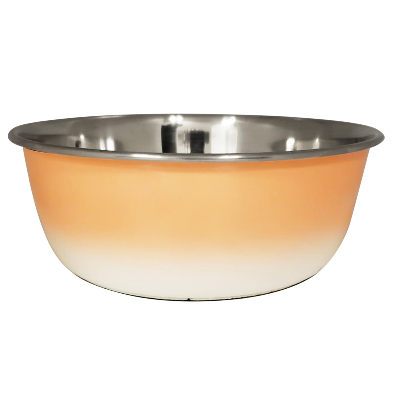 Stainless Steel Pet Bowl with Deep Design for Dog Food in Gradient Orange and White Finish