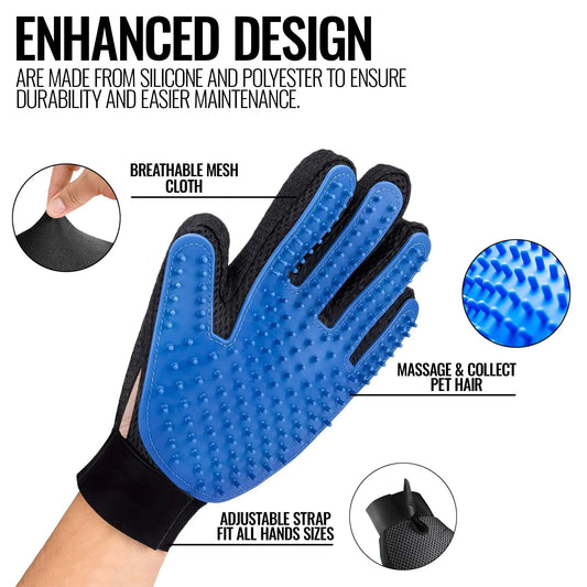 Mimarta deshedding brush mitt for pets with silicone grip and adjustable strap for easy grooming