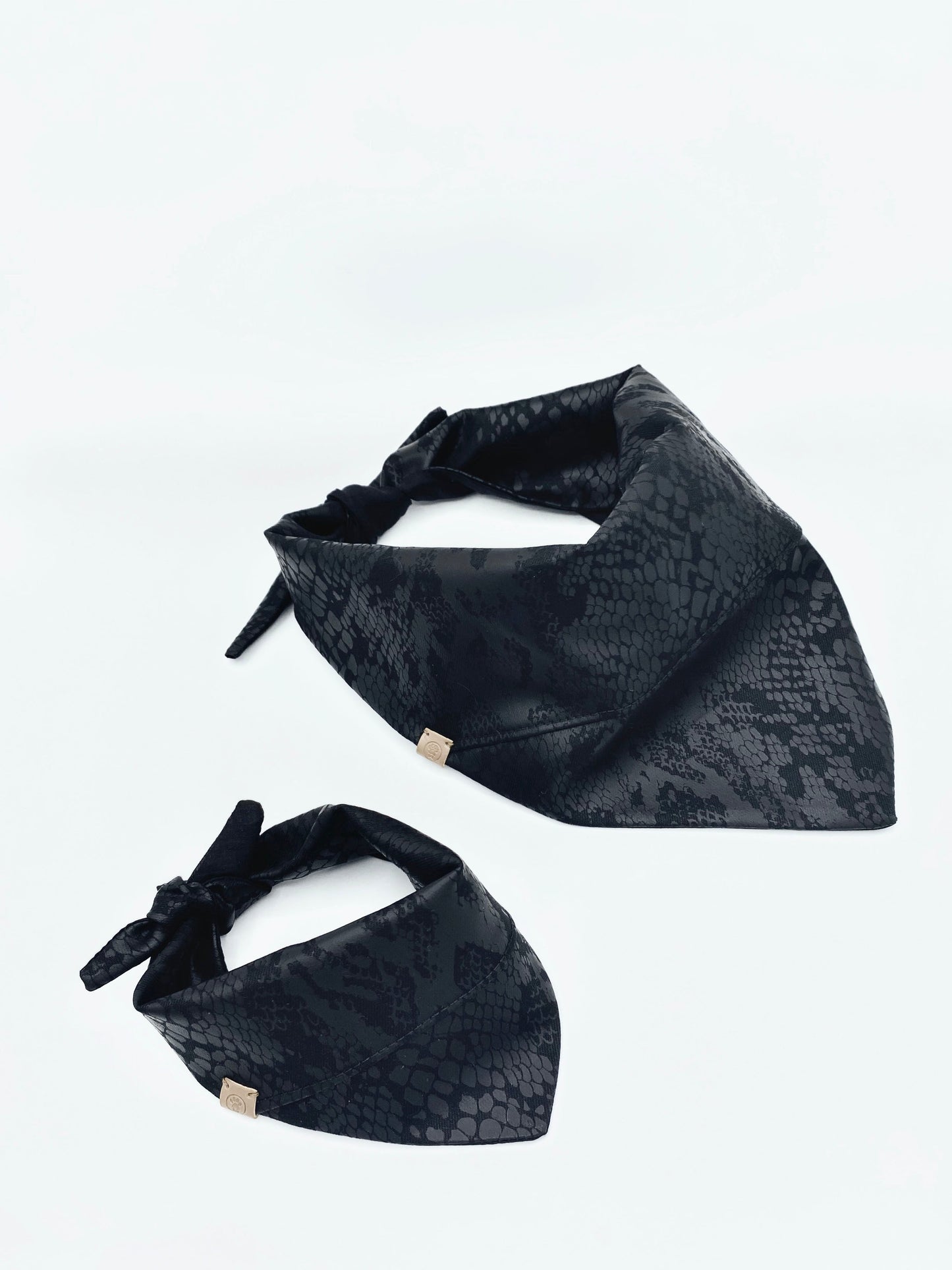 BESPOKE PAWS designer cat bandana accessory in black snake print for stylish pets