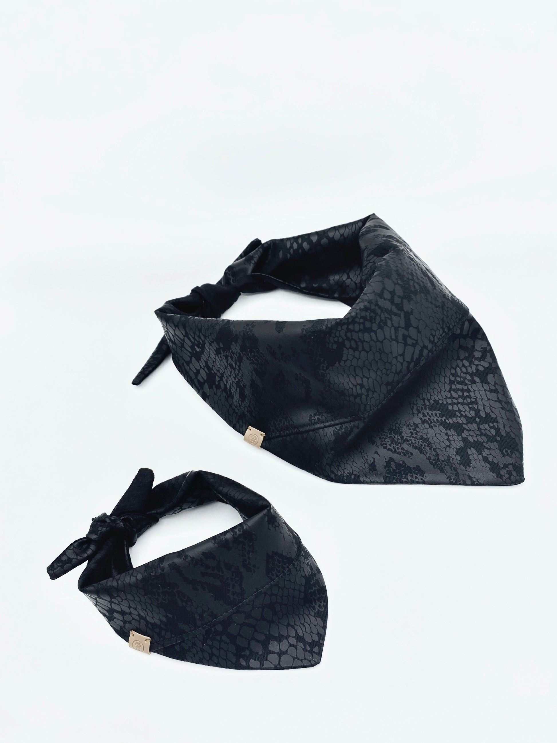 BESPOKE PAWS designer cat bandana accessory in black snake print for stylish pets