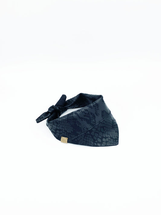 BESPOKE PAWS designer cat bandana accessory in black snake print for stylish feline outfits