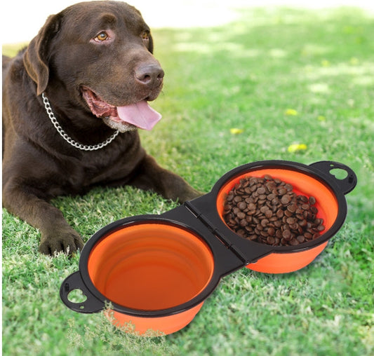 Silicone Portable Outdoor Pet Folding Out Feeder One Dog