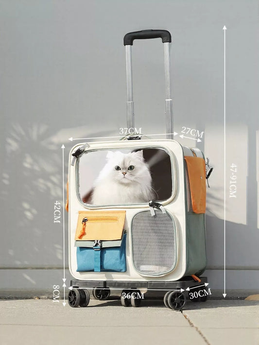 Rolling Pet Carrier with Telescopic Handle