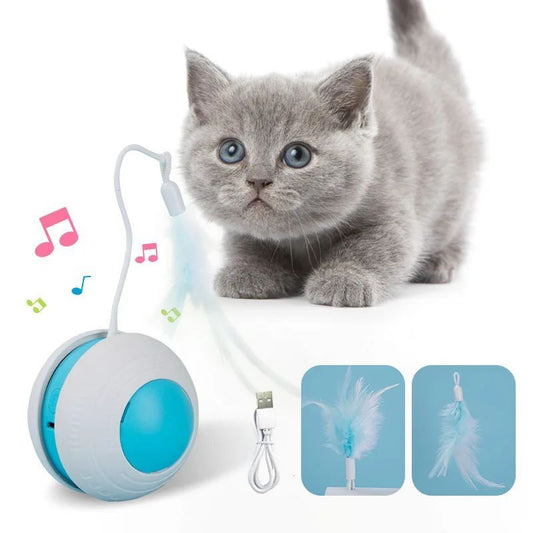 Pet Electric Toy Ball Feather Teaser Cat Stick Irregular