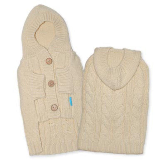 Beige Hoodie Cable Pet Sweater