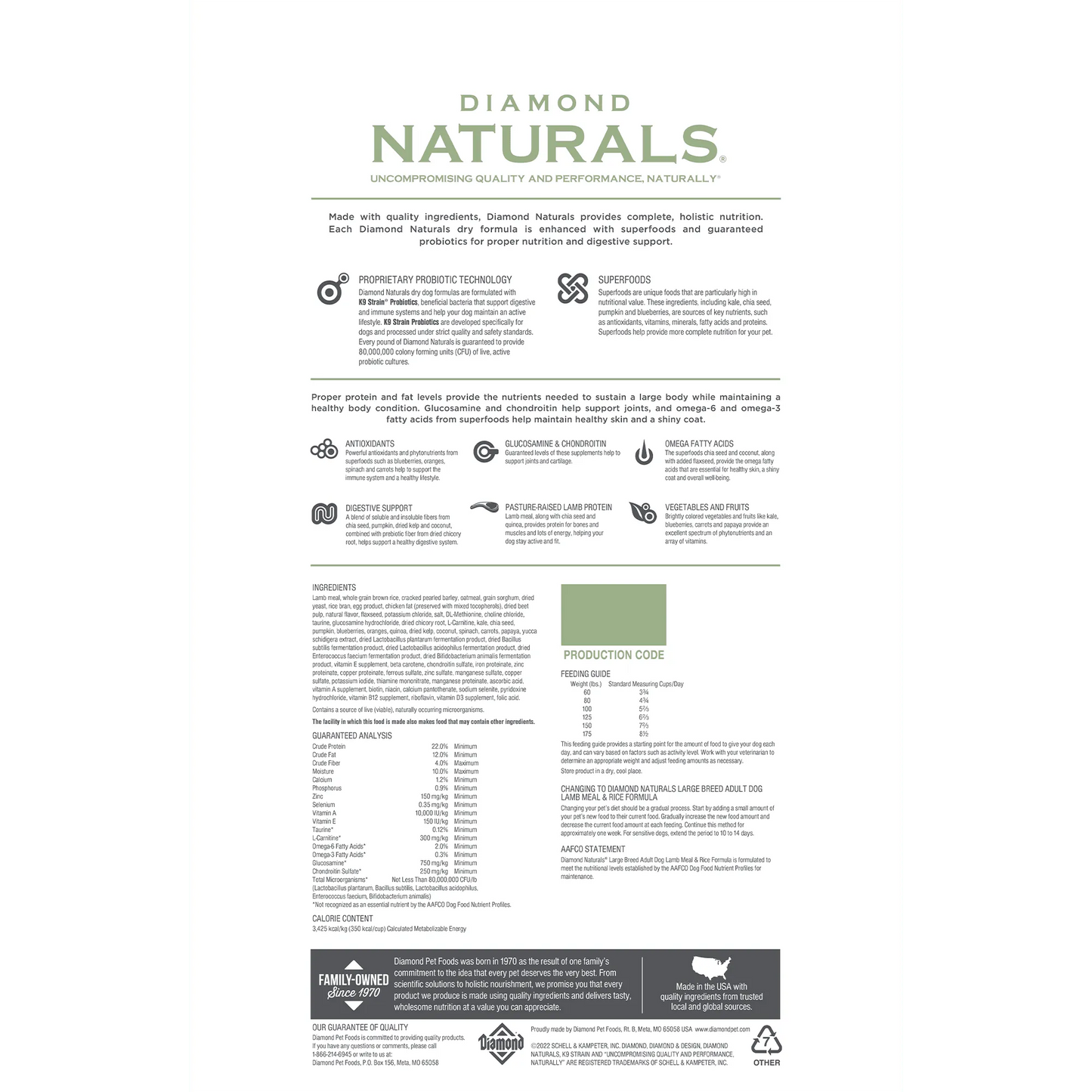 40lb bag of Diamond Natural Adult Large Breed Lamb and Rice Dry Dog Food by Purrfect Pet Kingdom, perfect for dogs.