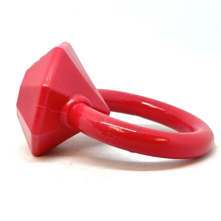 Diamond Ring Nylon Teething Ring for Puppies by SodaPup, available in red and brown, durable USA-made nylon dog toy.