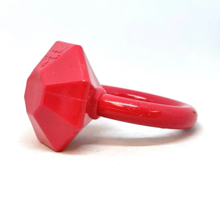 Red Diamond Ring Nylon Teething Ring for puppies by SodaPup, a durable USA-made nylon dog toy. Perfect for teething dogs.