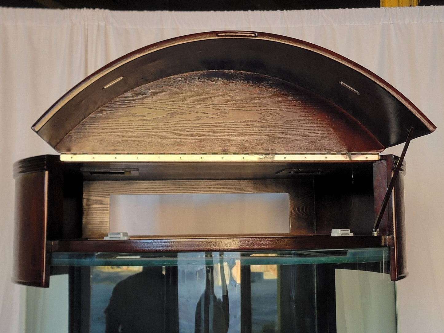 Display Model 133g 3/4 Cylinder Round Glass Reef-Ready Aquarium + Sump in Rose Cherry Furniture