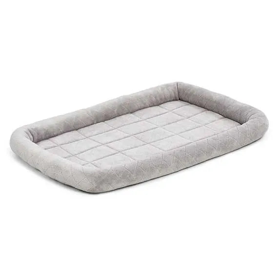 Gray 36-inch rectangle dog bed with diamond stitch design by Purrfect Pet Kingdom, perfect for crates and cozy lounging.
