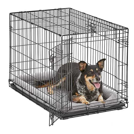 Gray 36-inch rectangle dog bed with diamond stitch design by The Family Pet, ideal for comfort and style in any crate.