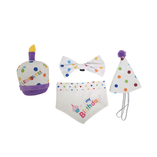 Dog Toy 4-Piece Birthday Kit Celebrate in Style with Bandana - detail product image for dog toy