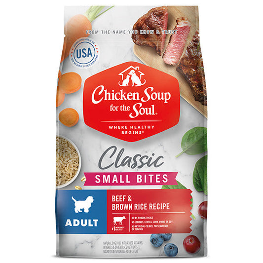 Chicken Soup Small Bites Beef Brown Rice Dog Food 4.5 Lb 🐕