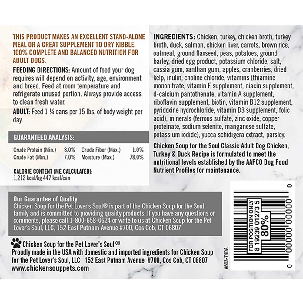 Wet Dog Food Chicken Turkey Duck Recipe 13 Oz 🥫