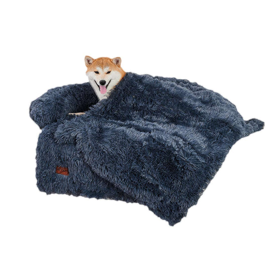 Dog Couch Bed Mat - Fluffy Plush Dog Sofa Bed With Blancket