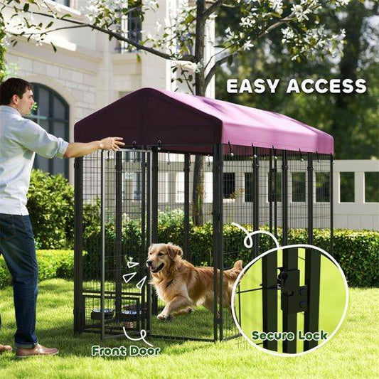 Purrfect Pet Kingdom Outdoor Dog Crate with Secure Lock as picture Purrfect Pet Kingdom