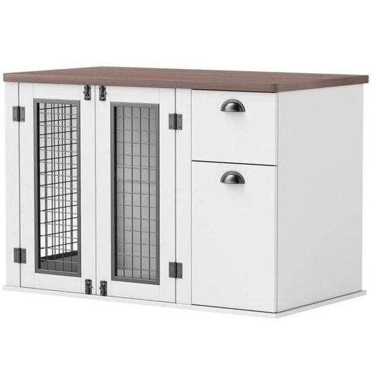 Purrfect Pet Kingdom Dog Crate with Storage Cabinet as picture Purrfect Pet Kingdom