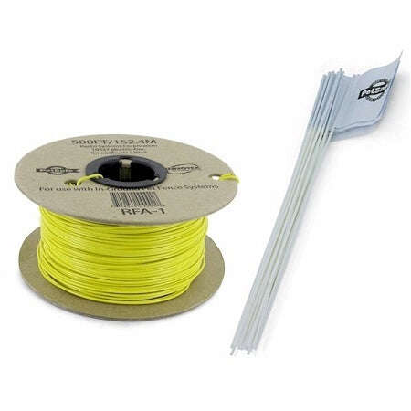 Dog Fence Boundary Wire Kit with 500 feet yellow wire and boundary flags for wireless fence systems