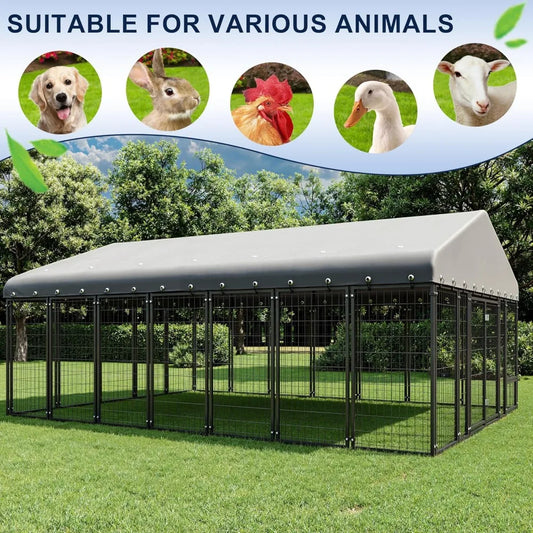 Tail Chasers Dog Kennel with spacious outdoor enclosure for pets and small animals