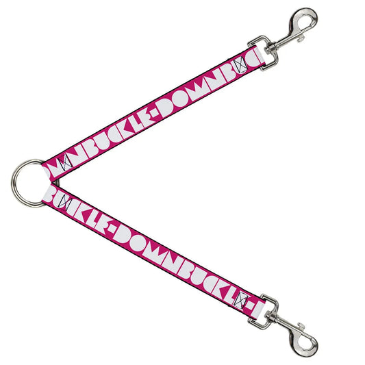 Hot pink and white BUCKLE-DOWN Dog Leash Splitter, perfect for walking two dogs, priced at $24.95.