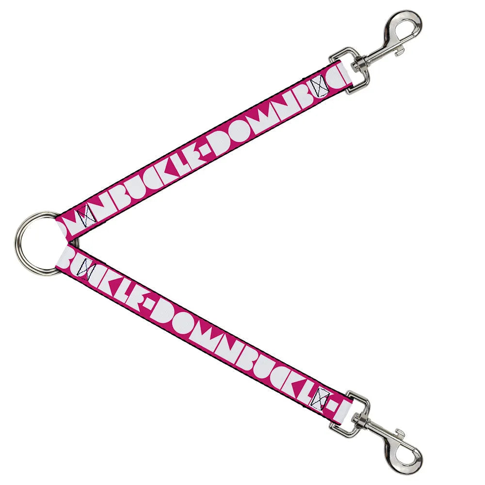 Hot pink and white BUCKLE-DOWN Dog Leash Splitter, perfect for walking two dogs, priced at $24.95.