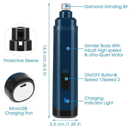 Dog Nail Grinder 2 Speeds Quiet USB Rechargeable