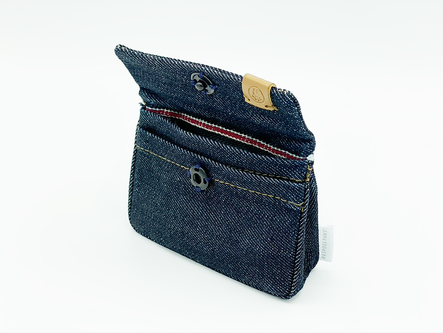 BESPOKE PAWS denim waste pouch designed as a dog poop bag holder with clip for easy carrying