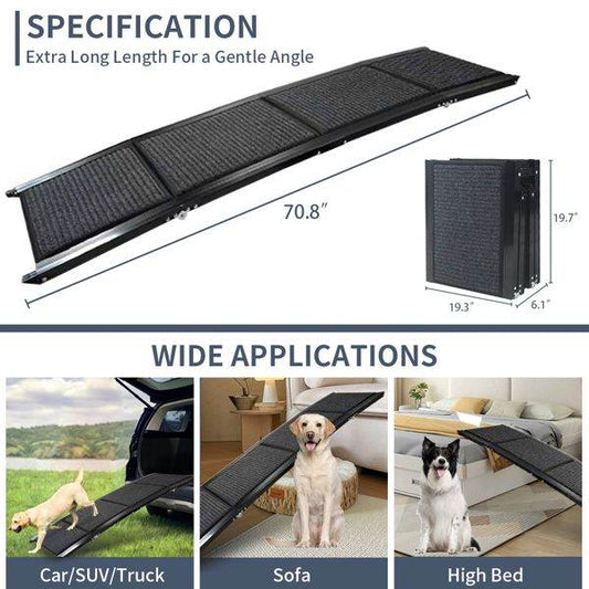 Purrfect Pet Kingdom Dog Ramp for SUVs – Foldable Aluminum Purrfect Pet Kingdom