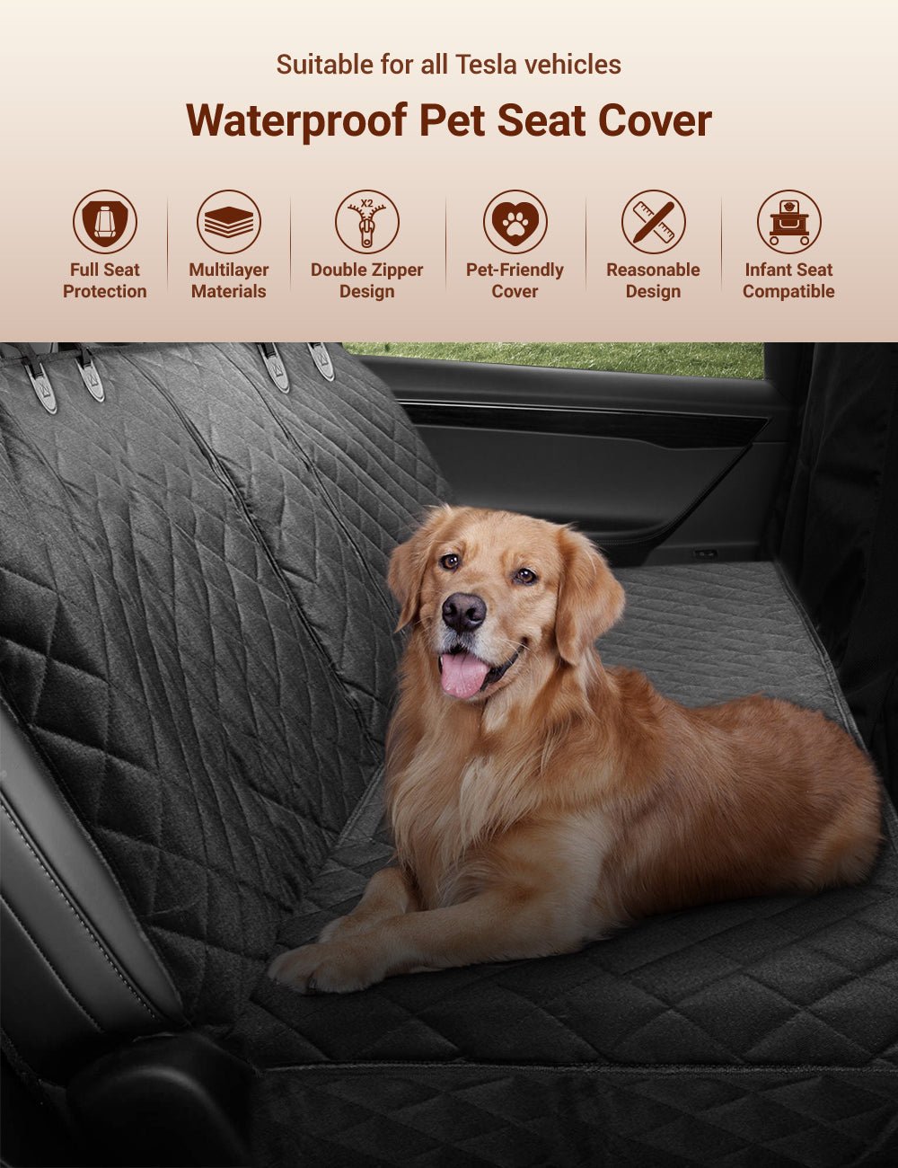 Dog Seat Cover With Double Zipper for Model