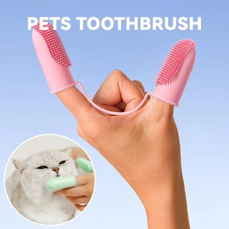 Super soft Stevvex dog finger toothbrush in light green, perfect for pet dental care, cleaning teeth, and freshening breath.