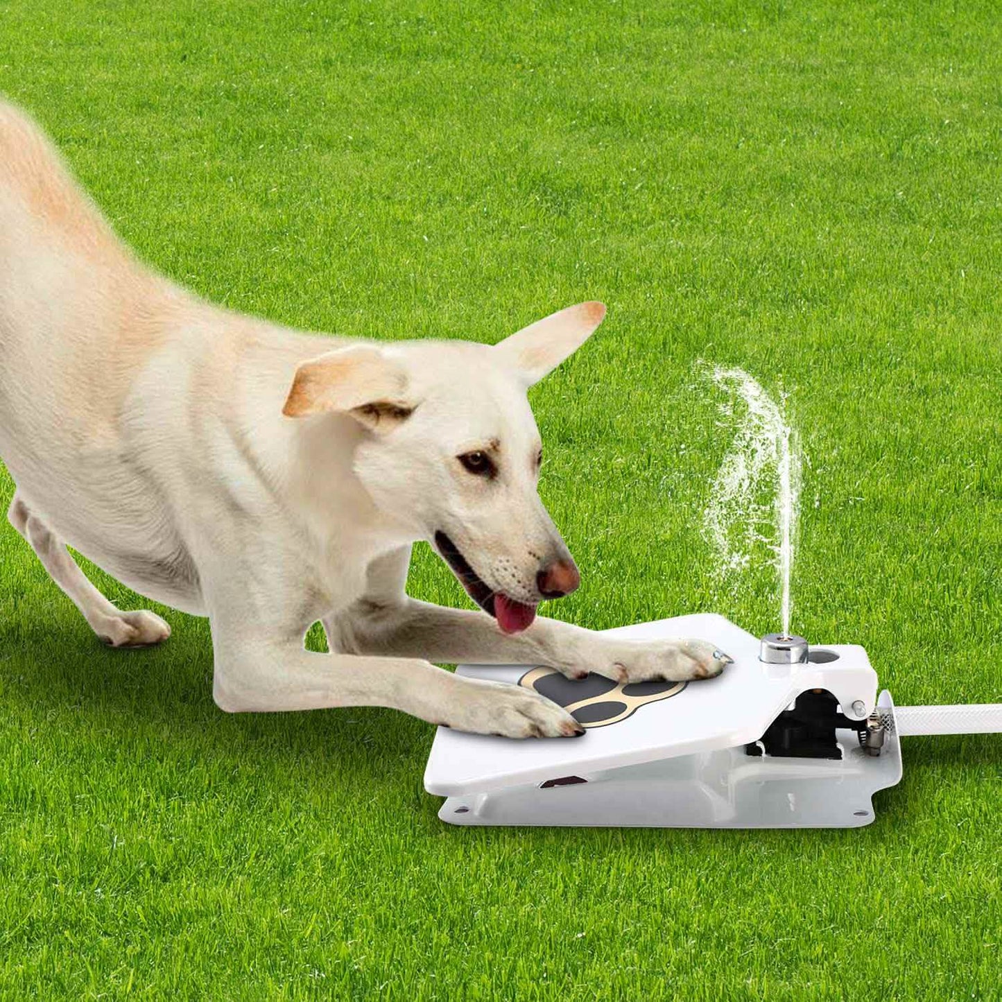 Outdoor Paw Pedal Dog Water Fountain — Iron Build, Self-Service Drinking for Medium to Large Dogs