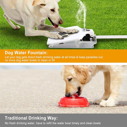 Outdoor Paw Pedal Dog Water Fountain — Iron Build, Self-Service Drinking for Medium to Large Dogs