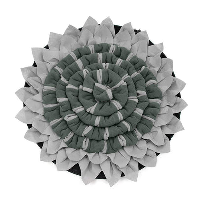 Purrfect Pet Kingdom gray and white dog enrichment feeding mat designed like a flower for snuffle and enrichment