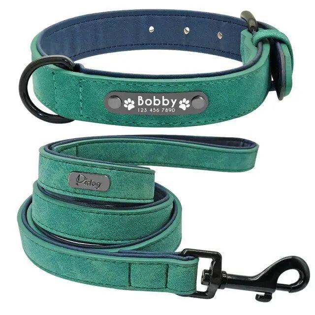 Dogs Collars Personalized Padded Collar Leather Dog Walking Leash