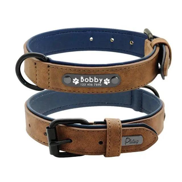 Dogs Collars Personalized Padded Collar Leather Dog Walking Leash