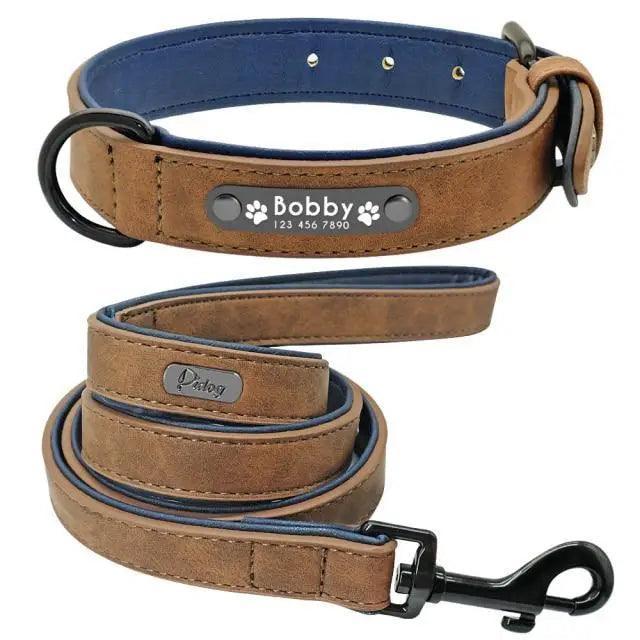 Dogs Collars Personalized Padded Collar Leather Dog Walking Leash
