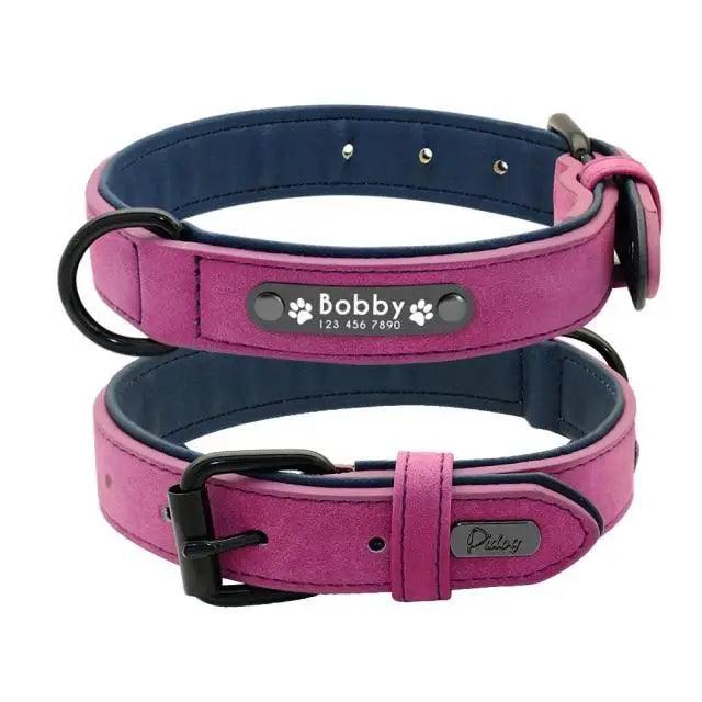Dogs Collars Personalized Padded Collar Leather Dog Walking Leash