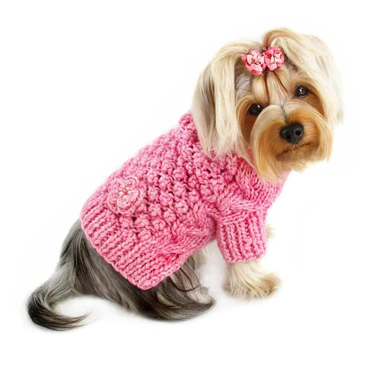 Klippo Pink Knitted Dog Sweater for Cozy Style Klippo Pet Inc 