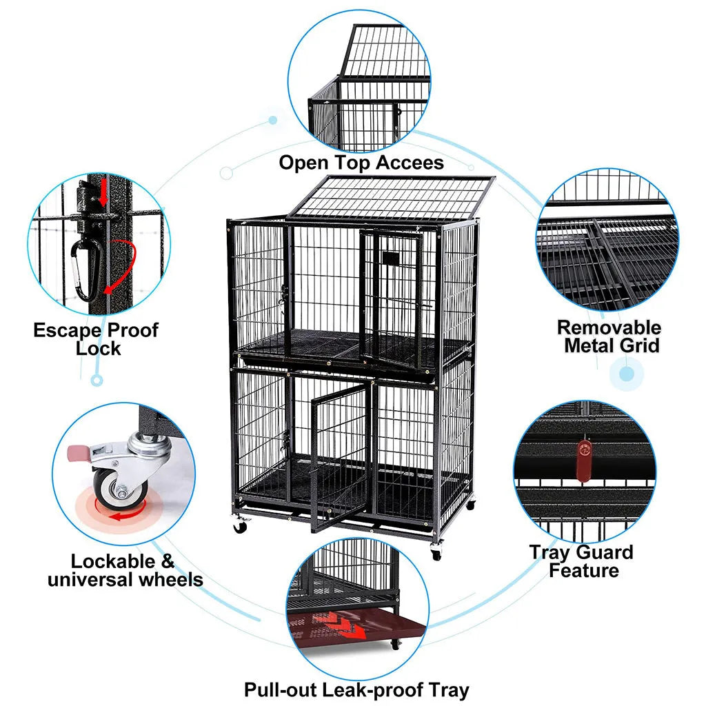 done - Purrfect Pet Kingdom 31" Two-Tier Stackable Dog Crate 46A - Pet Carriers