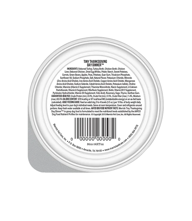 done - Purrfect Pet Kingdom  Merrick Lil' Plates Grain-Free Tiny Thanksgiving Dinner Wet Dog Food 3.5oz - Food